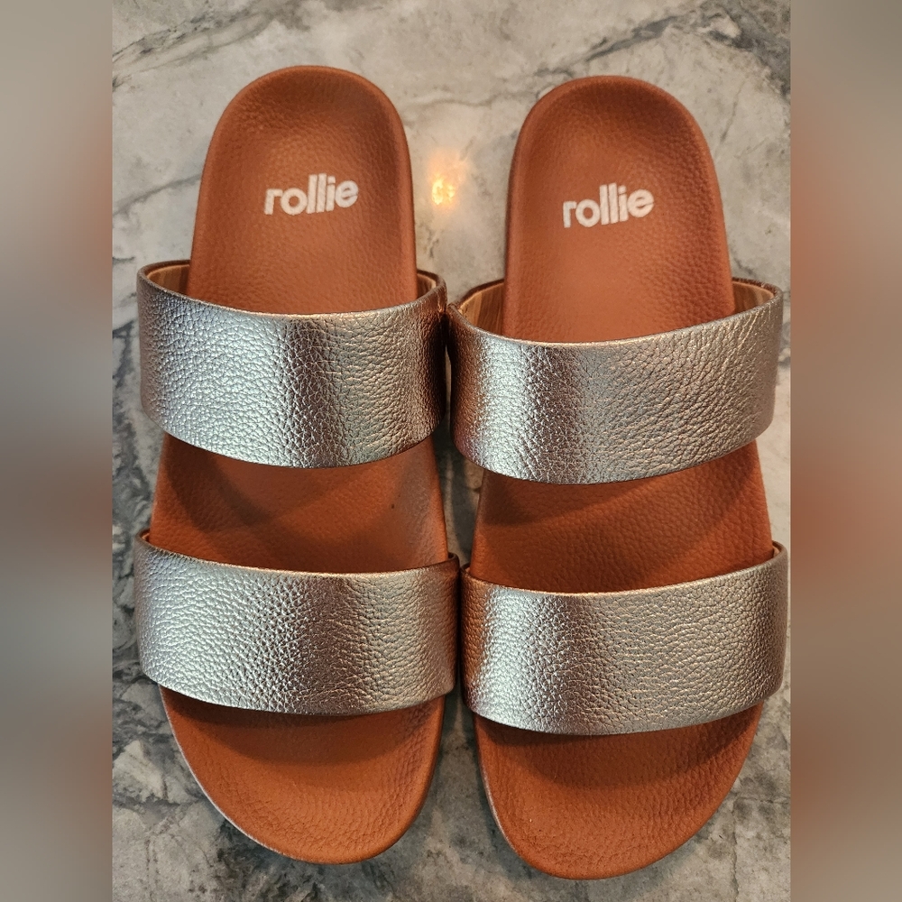 Rose gold Rollie leather Sandles size 39 or 8.5